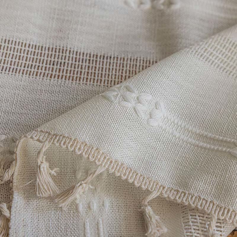 Ownkoti Stripe Semi-Blackout Curtain Hollow-Out Tassel Drapes