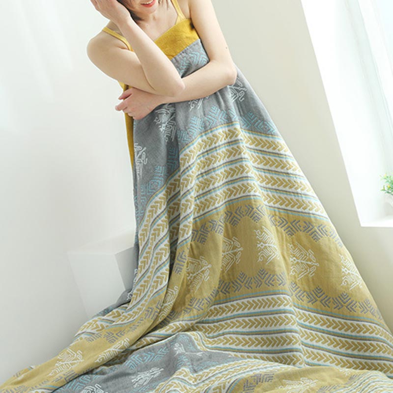 Cotton Wheat Ear Print Reversible Quilt