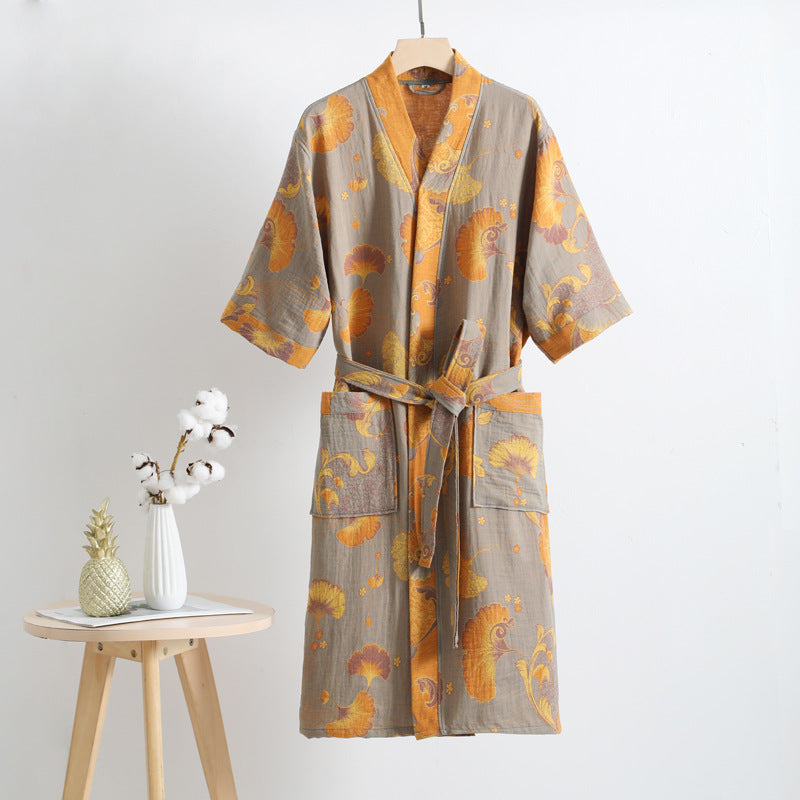 Ownkoti Pure Cotton Gauze Breathable Robe
