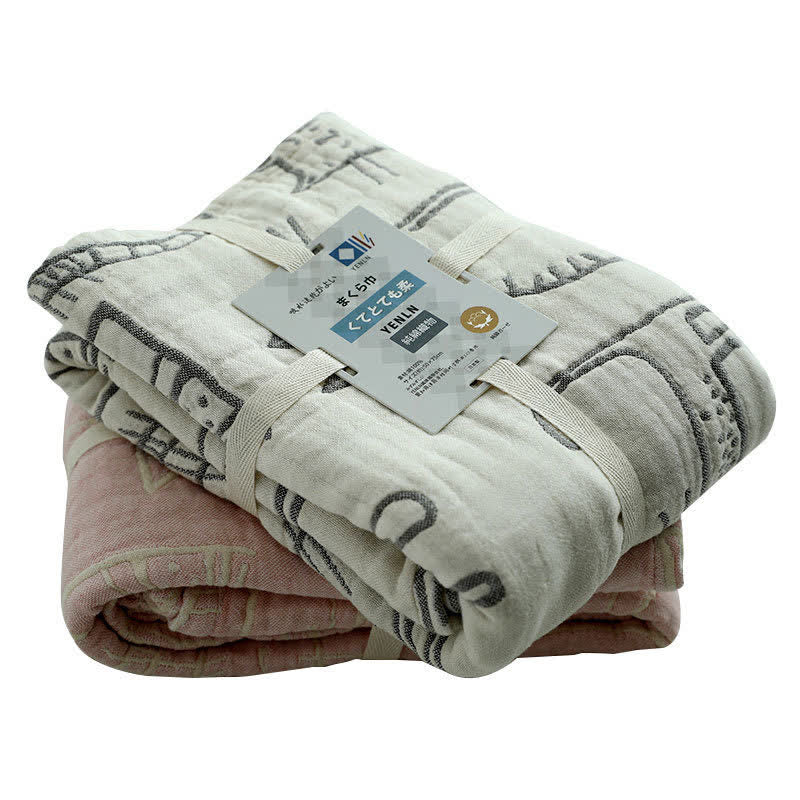 Ownkoti Cat Printed Pillow Towel Bed Cotton Pillow Decor (2PCS) Pillowcases Ownkoti 10