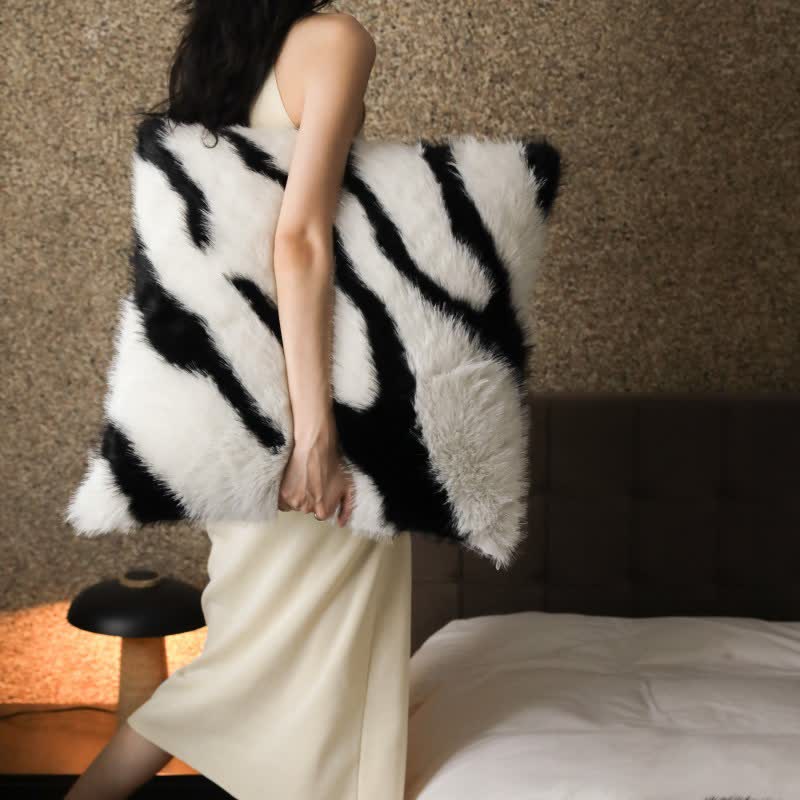 Ownkoti Modern Zebra Print Faux Fur Blanket