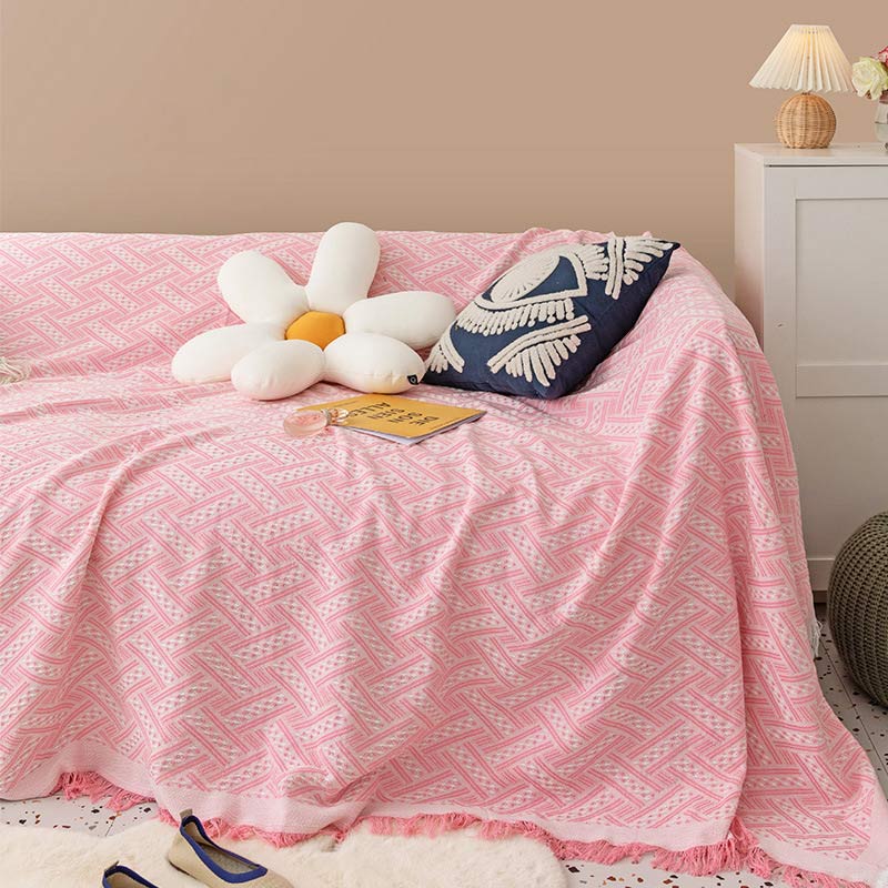 Soft Tassel Blanket Reversible Sofa Cover