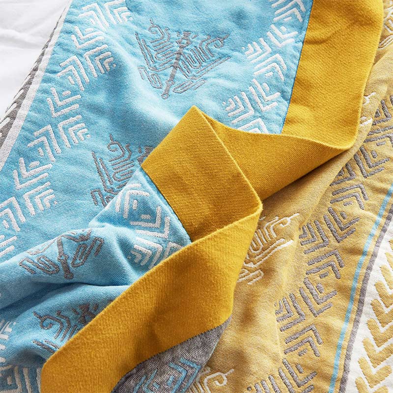 Cotton Wheat Ear Print Reversible Blanket