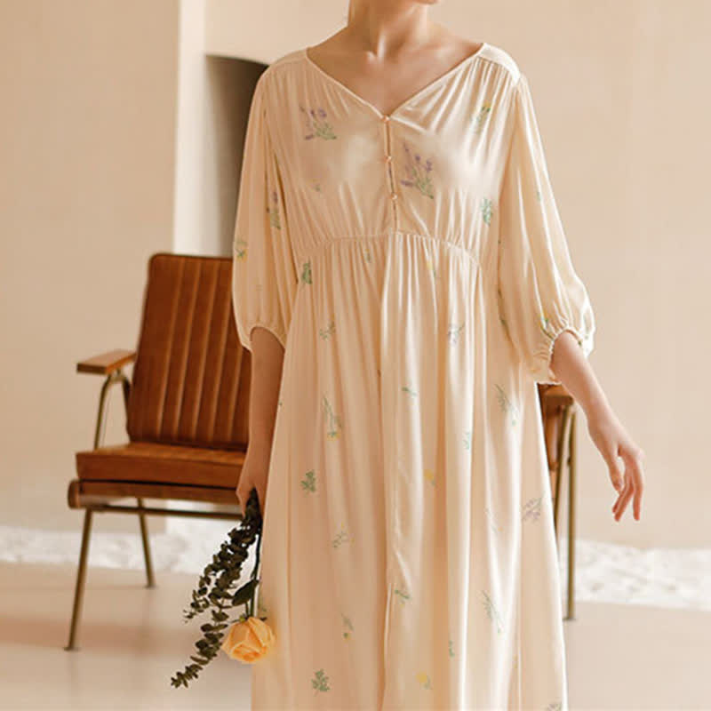 cute comfy night dress Lace Nightgowns for Women Fall Winter Cute Flannel Nightdress Ruffle V-Neck Warm Comfy Knee-Length Sleepwear