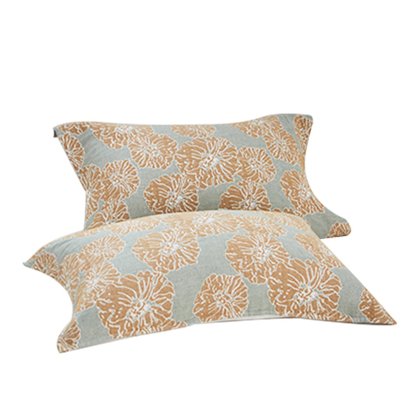 Flower Printed Cotton Decorative Pillow Towel (2PCS)