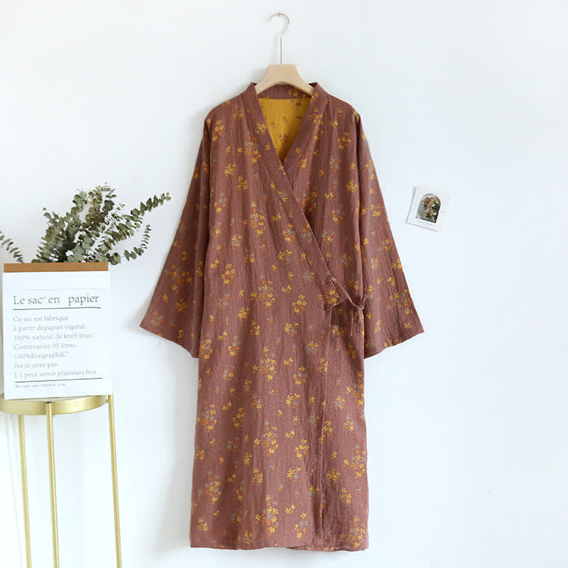 Ownkoti Floral Cotton Comfy Loose Bathrobe Pajama