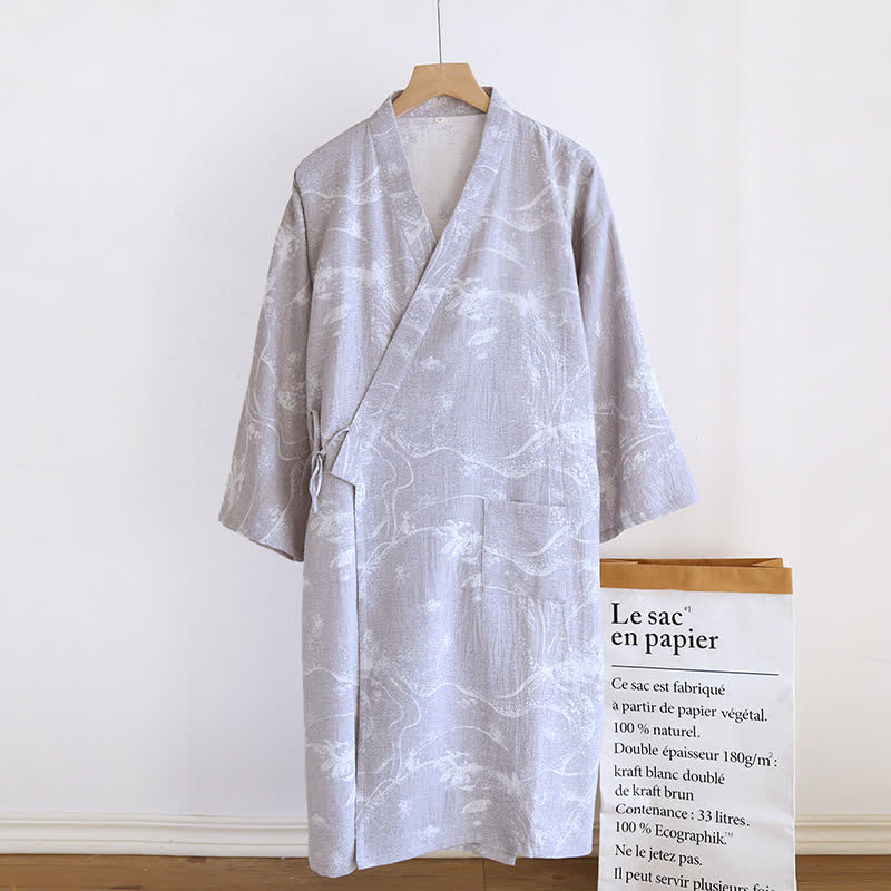 Ownkoti Jacquard Ink Painting Comfy Bathrobe Pajama