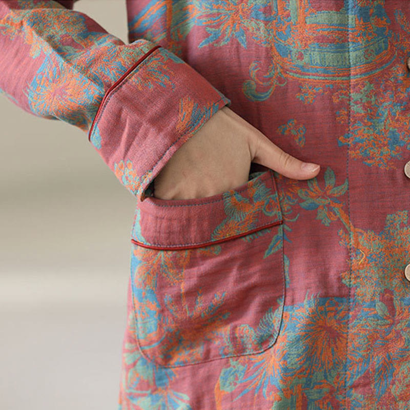 Flower Print Cotton Doule-layer Loungewear Set