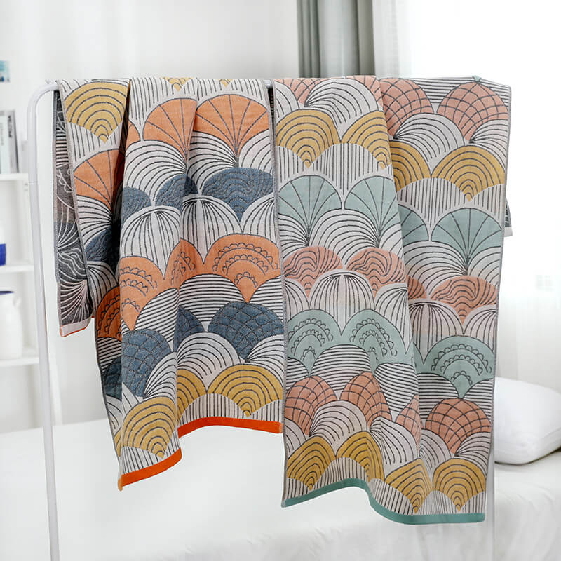 Shell Print Jacquard Cotton Bath Towel