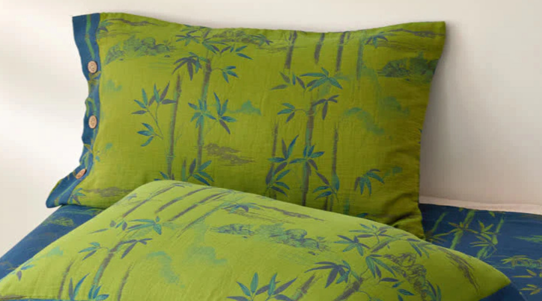 Bamboo Print Cotton Gauze Yarn-dyed Reversible Coverlet