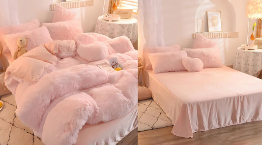 Fluffy bedding set duvet cover and pillowcases
