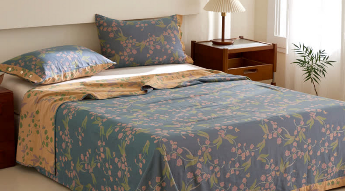 Campanula Cotton Jacquard Reversible Sheet Coverlet