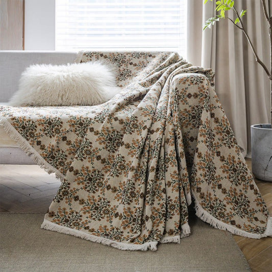 Ownkoti Plum Flower Jacquard Sofa Protector - Beige - 71" x 102" - image 0