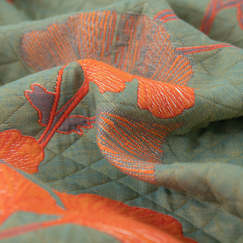 Ownkoti Orange Ginkgo Leaf Cotton Reversible Quilt - image 12