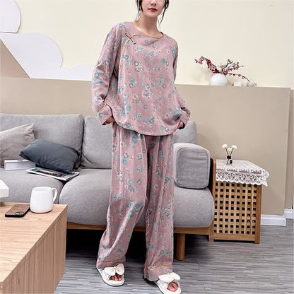 Ownkoti Plus-size Peony Cotton Pajama Set - image 0