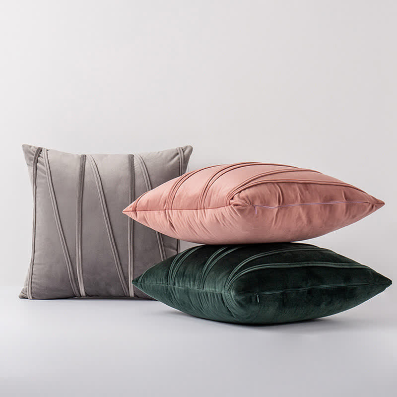 Ownkoti Stripe Pattern Soft Velvet Decorative Pillowcase - image 3