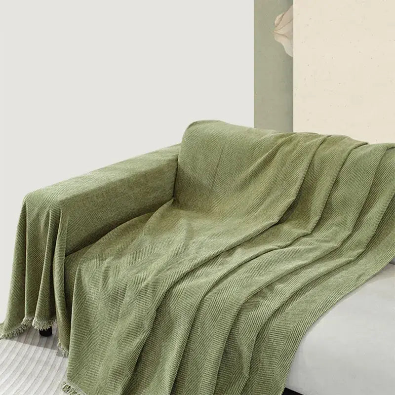 Ownkoti Chenille Herringbone Tassel Couch Cover