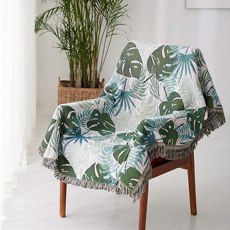 Ownkoti Palm Pattern Sofa Cover Tassel Blanket - image 8