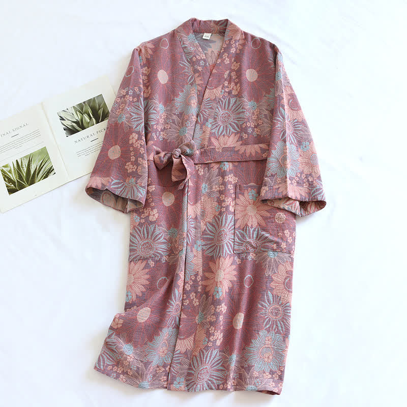 Ownkoti Floral Comfy V-neck Home Sleep Bathrobe - image 2