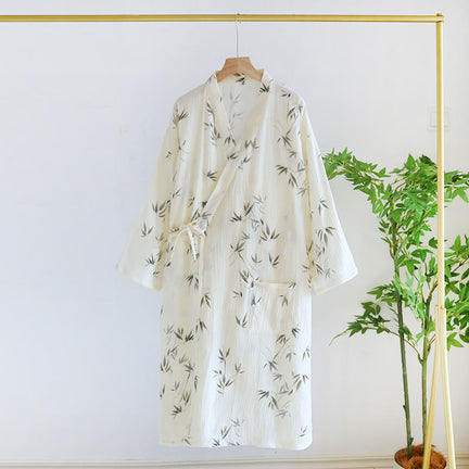 Ownkoti Pure Cotton Bamboo Print Comfy Bathrobe