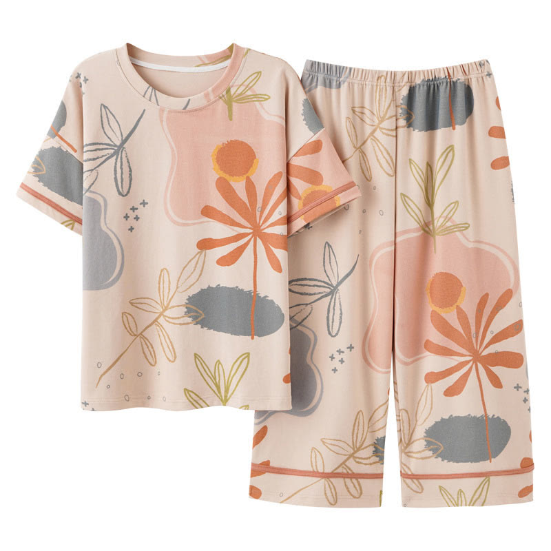 Ownkoti Flower Leaf Print Cotton Loungewear Set - image 7