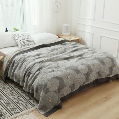 Ownkoti Lightweight Peony Cotton  Reversible Blanket - Gray - 79" x 90" - image 6
