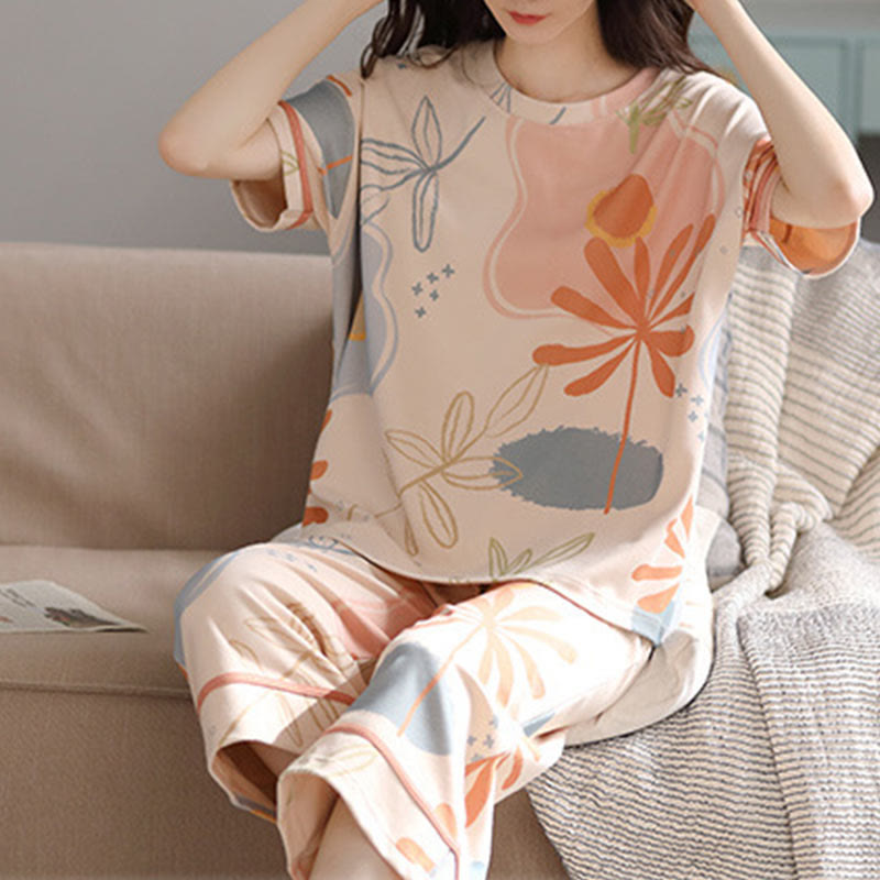 Ownkoti Flower Leaf Print Cotton Loungewear Set - image 4