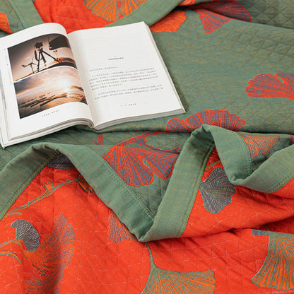 Ownkoti Orange Ginkgo Leaf Cotton Reversible Quilt - image 11