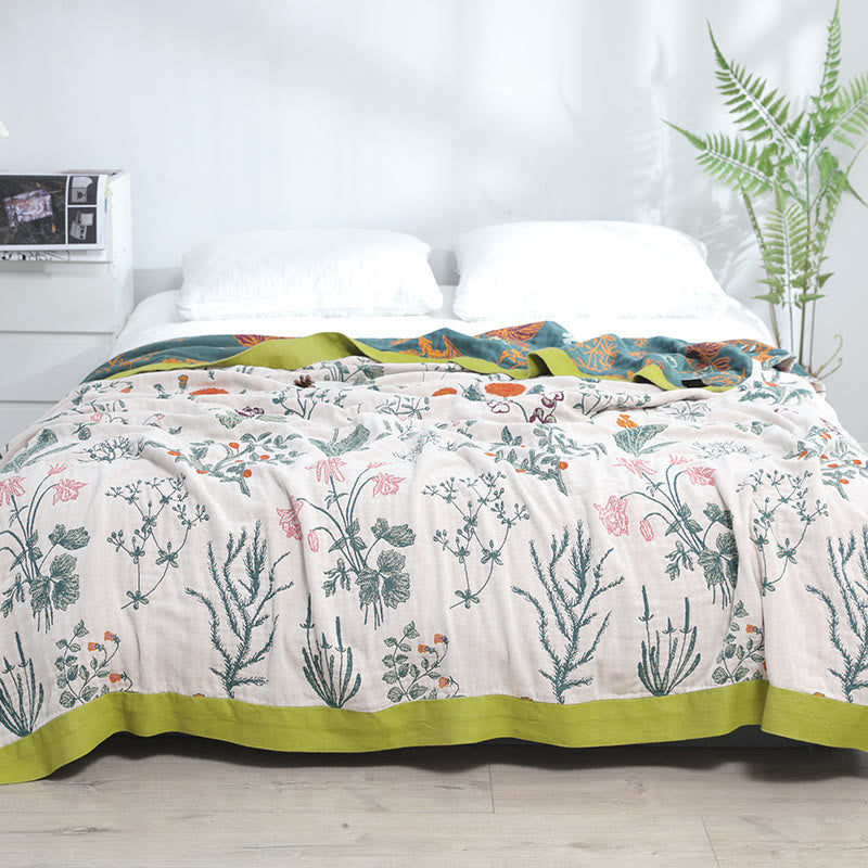 Ownkoti Flower Plant Cotton Reversible Soft Quilt - image 1