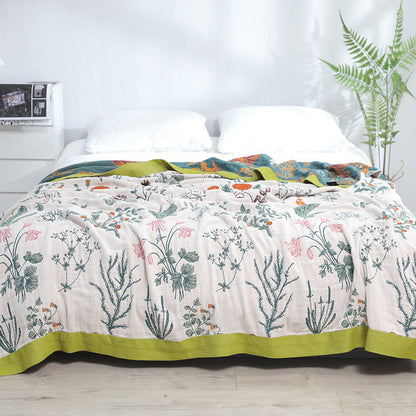 Ownkoti Flower Plant Cotton Reversible Soft Quilt - image 1