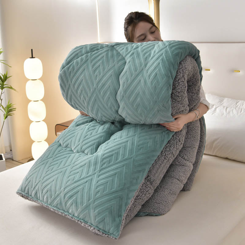 Ownkoti Thick Sherpa Winter Blanket with Quilt Core - Green Lake - King - image 25