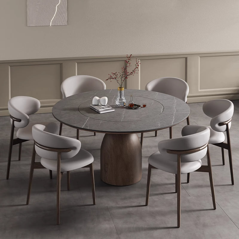 Built-in Lazy Susan Stone Dining Table - 59" Dark Grey - image 0