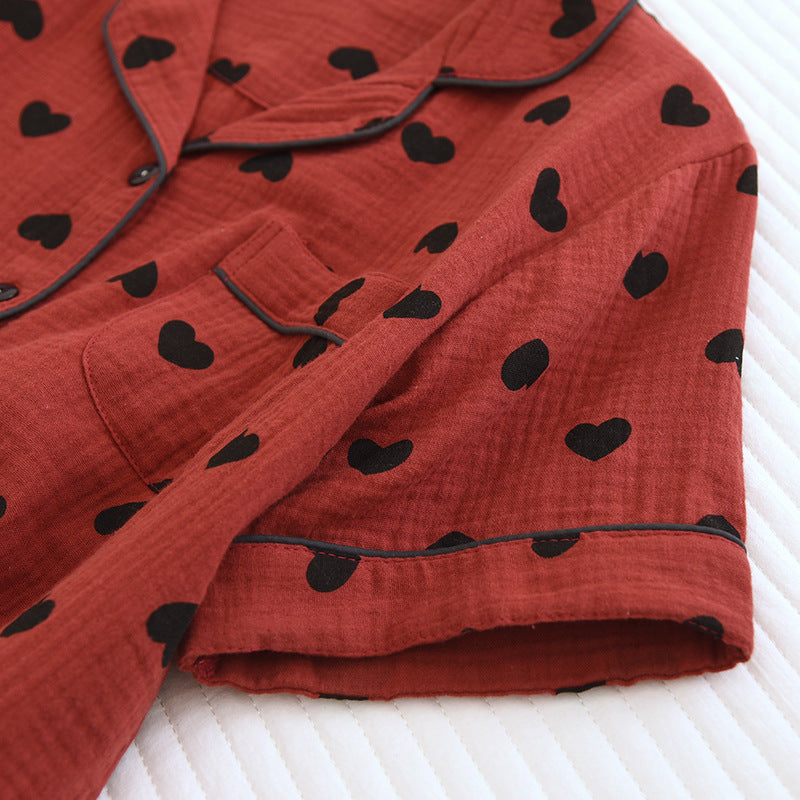 Ownkoti Heart Print Pure Cotton Pajama Set(3PCS) - image 3