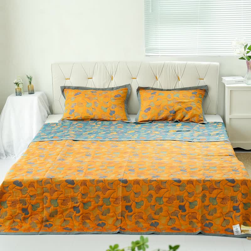 Ownkoti Ginkgo Leaf Pattern Cotton Reversible Quilt - image 4