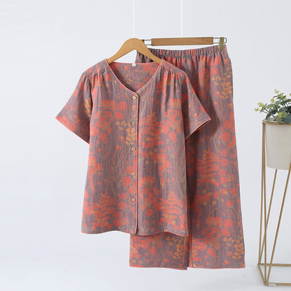 Ownkoti Short Sleeve Crop Pants Loungewear Set - Purple - XL - image 8