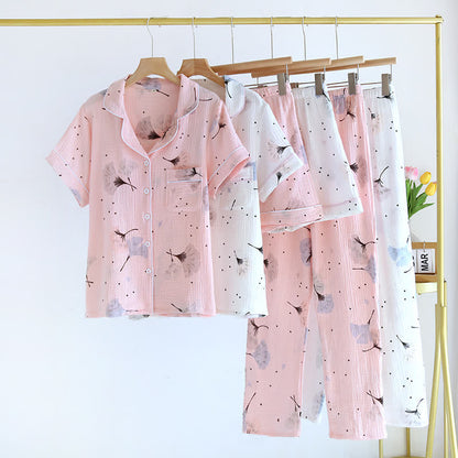 Ownkoti Ginkgo Leaf Cotton Gauze Pajama Set(3PCS) - image 0