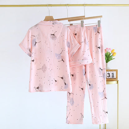Ownkoti Ginkgo Leaf Cotton Gauze Pajama Set(3PCS) - image 2