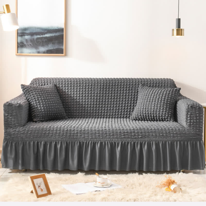 Simple Style Ruffled Elastic Sofa Cover - Dark Gray - 1pc Pillowcase: 40cm x 40cm - image 1