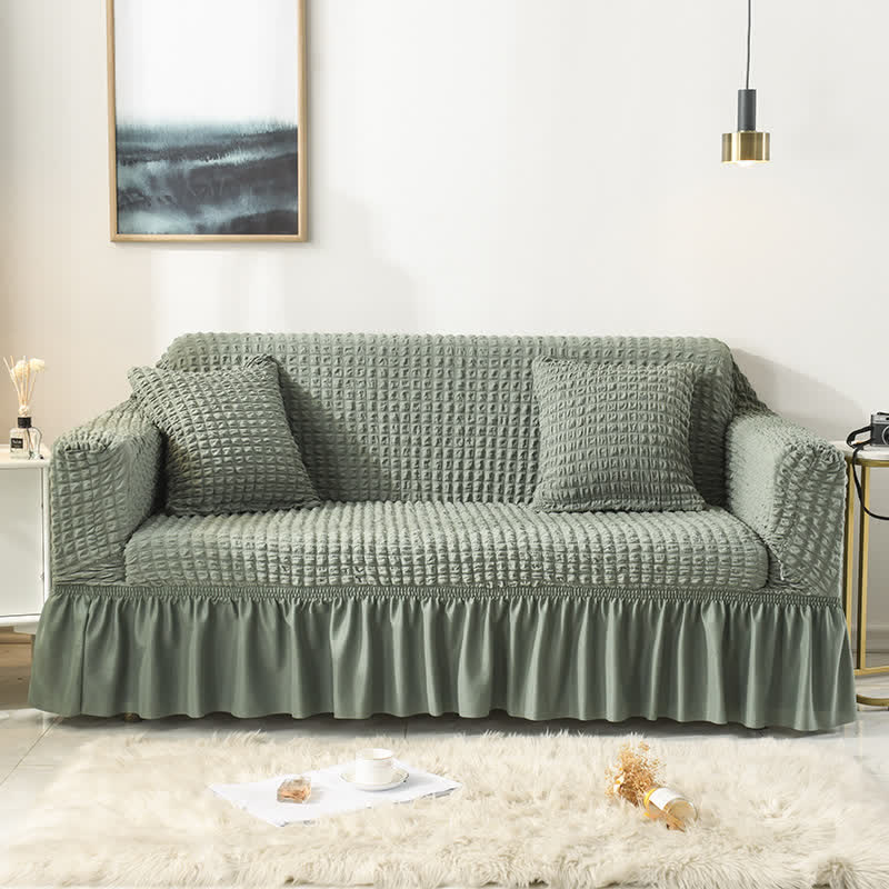 Simple Style Ruffled Elastic Sofa Cover - Green - 1pc Pillowcase: 40cm x 40cm - image 0