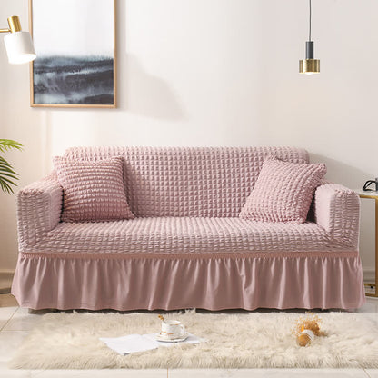 Simple Style Ruffled Elastic Sofa Cover - Pink - 1pc Pillowcase: 40cm x 40cm - image 7