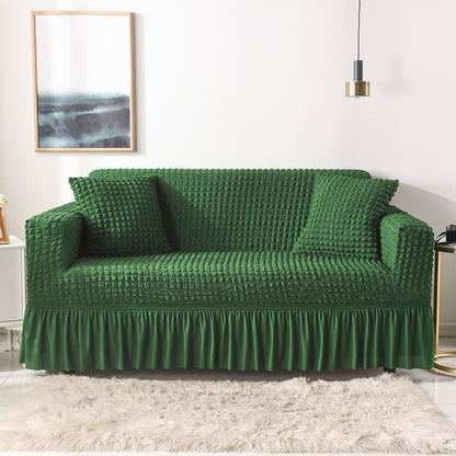 Simple Style Ruffled Elastic Sofa Cover - Grass Green - 1pc Pillowcase: 40cm x 40cm - image 18