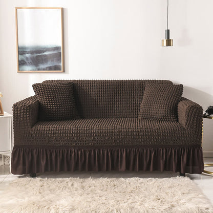 Simple Style Ruffled Elastic Sofa Cover - Dark Brown - 1pc Pillowcase: 40cm x 40cm - image 14