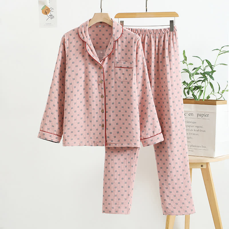 Ownkoti Checkered Jacquard Cotton Loungewear Set - Pink - XL - image 2