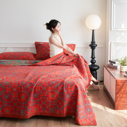 Ownkoti Jacquard Cotton Gauze Soft Towel Quilt - Quilt - Red - King - image 0