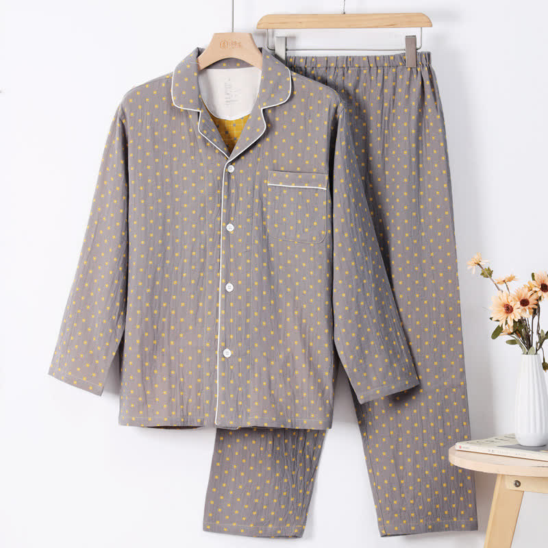 Ownkoti Checkered Jacquard Cotton Loungewear Set - Gray - XL - image 6