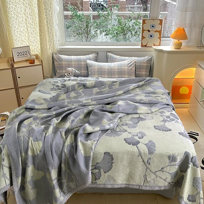 Ownkoti Ginkgo Leaf Cotton Gauze Reversible Quilt - image 2