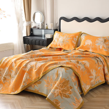 Blossoming Flower Cotton Gauze Breathable Quilt - Quilt with 2pcs Pillowcases - King - image 0