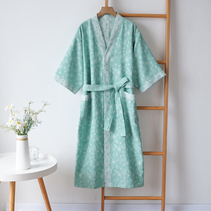 Ownkoti Elegant V-neck Cotton Gauze Summer Bathrobe - XXL - image 0