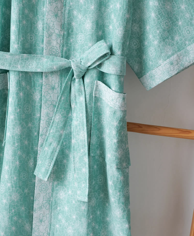Ownkoti Elegant V-neck Cotton Gauze Summer Bathrobe - image 2