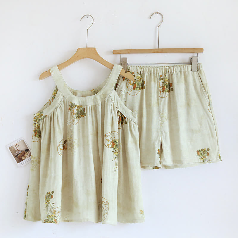 Ownkoti Flower Bamboo Fiber Tank Top Loungewear Set - image 0
